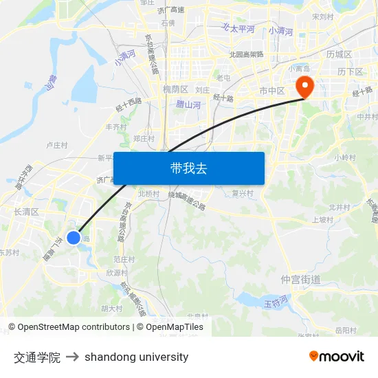 交通学院 to shandong university map