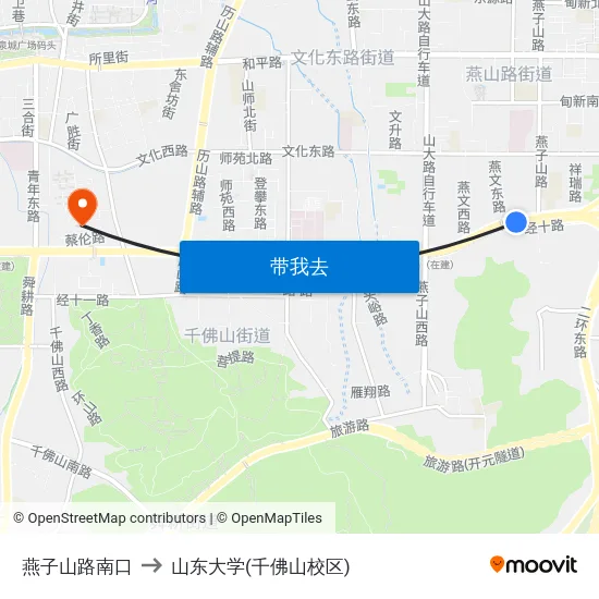 燕子山路南口 to 山东大学(千佛山校区) map