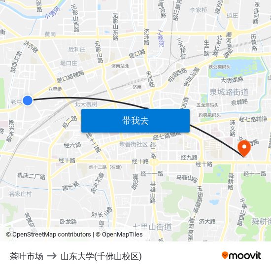 荼叶市场 to 山东大学(千佛山校区) map
