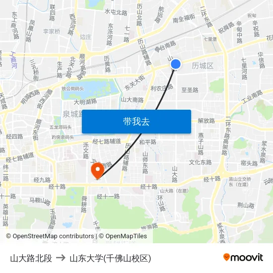 山大路北段 to 山东大学(千佛山校区) map
