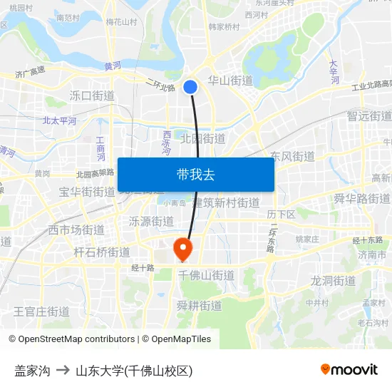 盖家沟 to 山东大学(千佛山校区) map