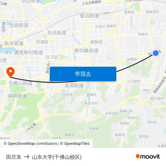 田庄东 to 山东大学(千佛山校区) map