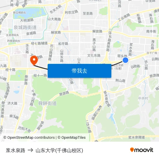 浆水泉路 to 山东大学(千佛山校区) map