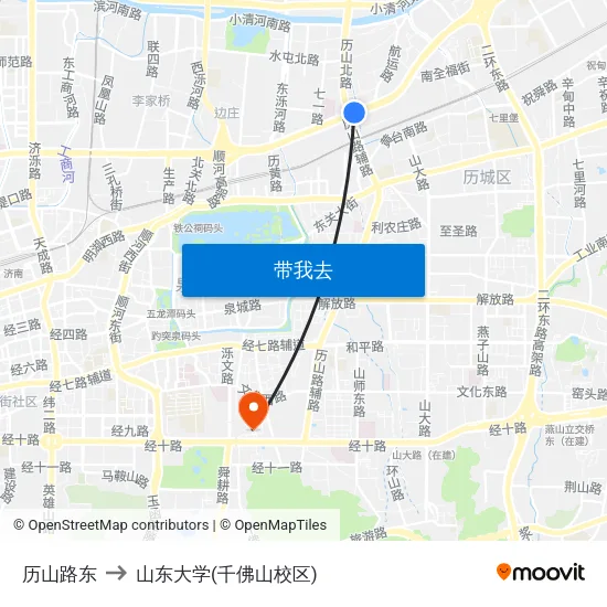 历山路东 to 山东大学(千佛山校区) map