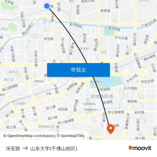 泺安路 to 山东大学(千佛山校区) map