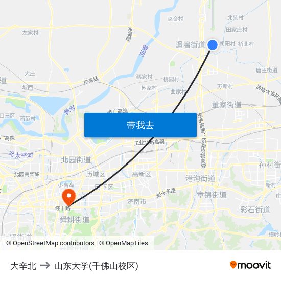 大辛北 to 山东大学(千佛山校区) map