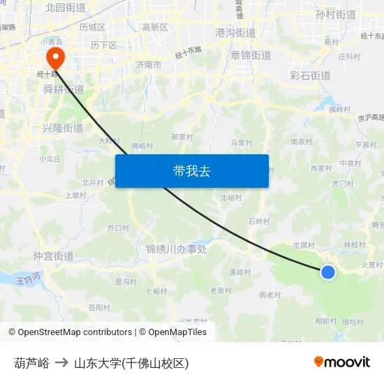 葫芦峪 to 山东大学(千佛山校区) map