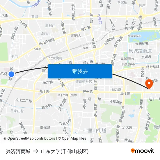 兴济河商城 to 山东大学(千佛山校区) map