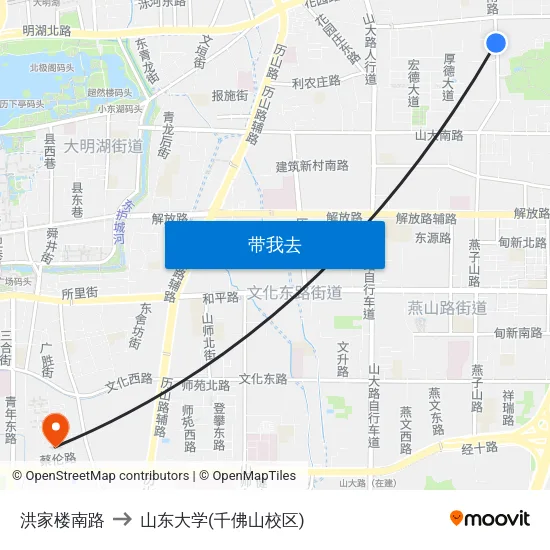 洪家楼南路 to 山东大学(千佛山校区) map
