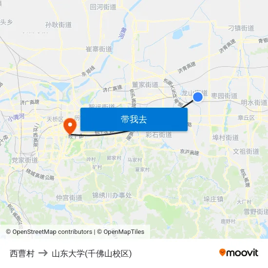西曹村 to 山东大学(千佛山校区) map