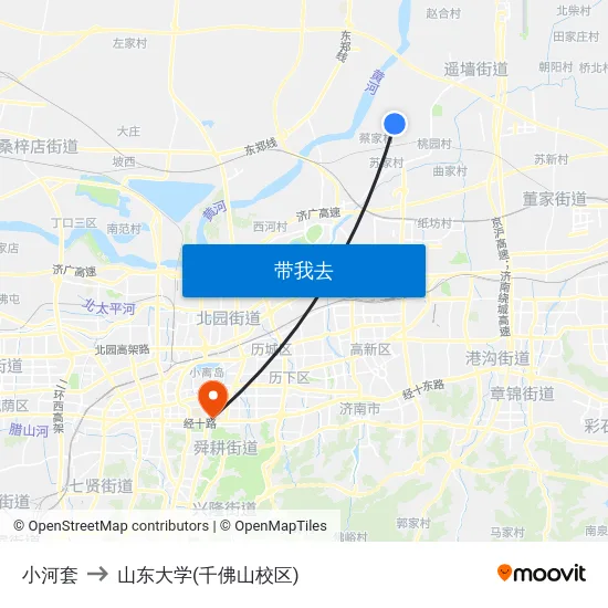 小河套 to 山东大学(千佛山校区) map