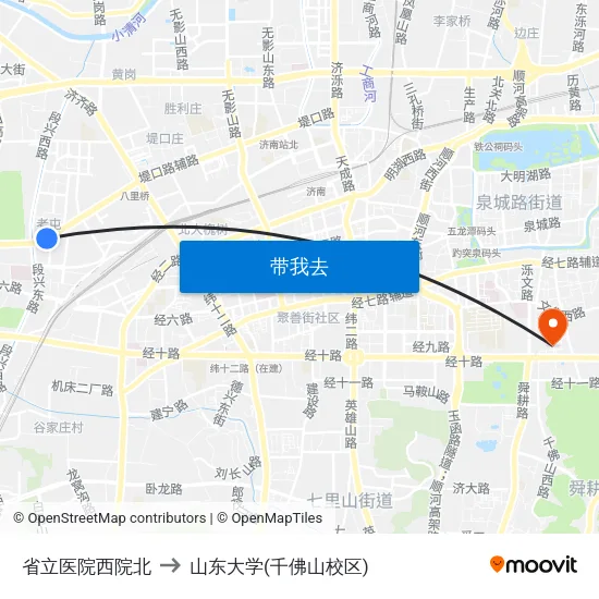 省立医院西院北 to 山东大学(千佛山校区) map