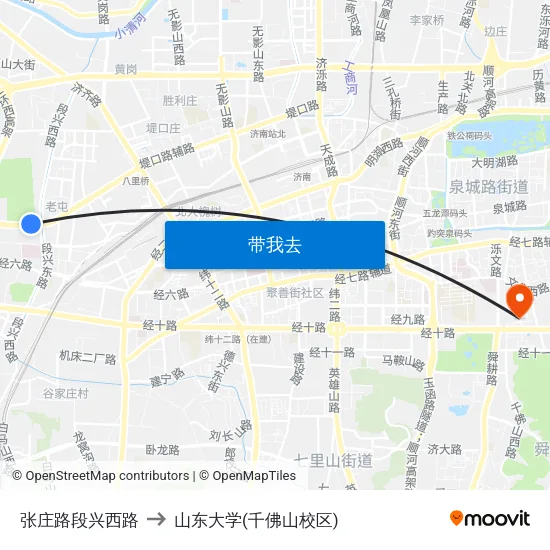 张庄路段兴西路 to 山东大学(千佛山校区) map