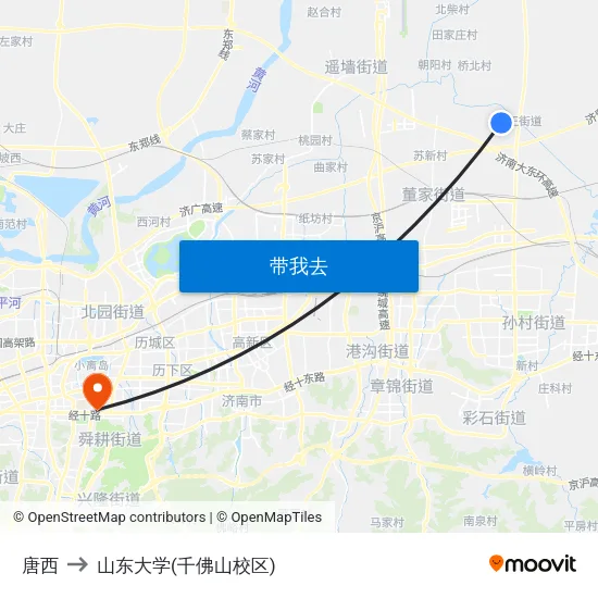 唐西 to 山东大学(千佛山校区) map