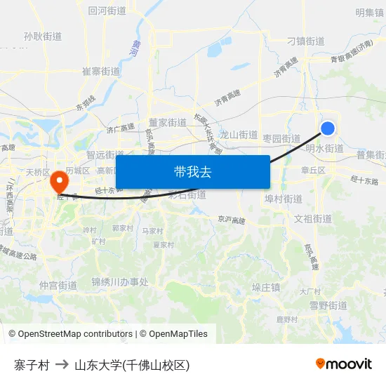寨子村 to 山东大学(千佛山校区) map