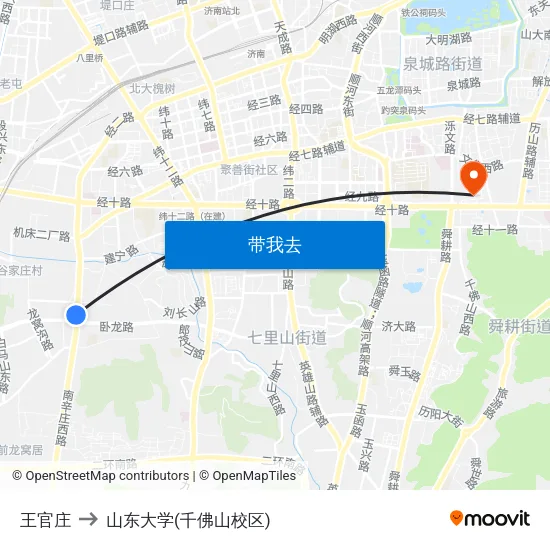王官庄 to 山东大学(千佛山校区) map