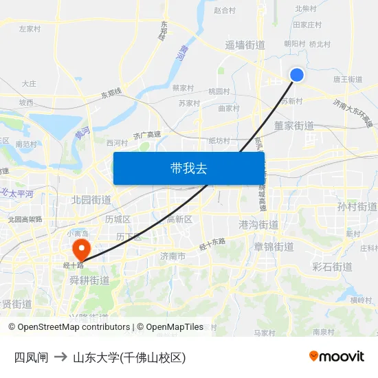 四凤闸 to 山东大学(千佛山校区) map