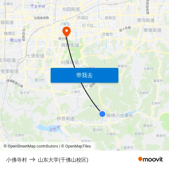 小佛寺村 to 山东大学(千佛山校区) map