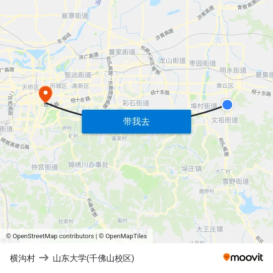 横沟村 to 山东大学(千佛山校区) map