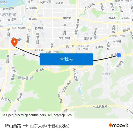 转山西路 to 山东大学(千佛山校区) map