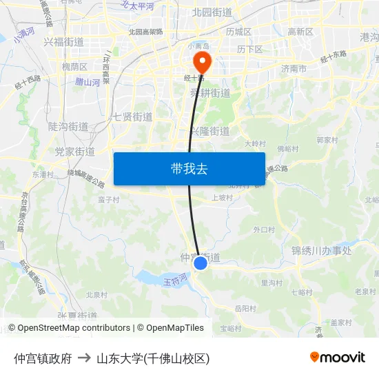 仲宫镇政府 to 山东大学(千佛山校区) map