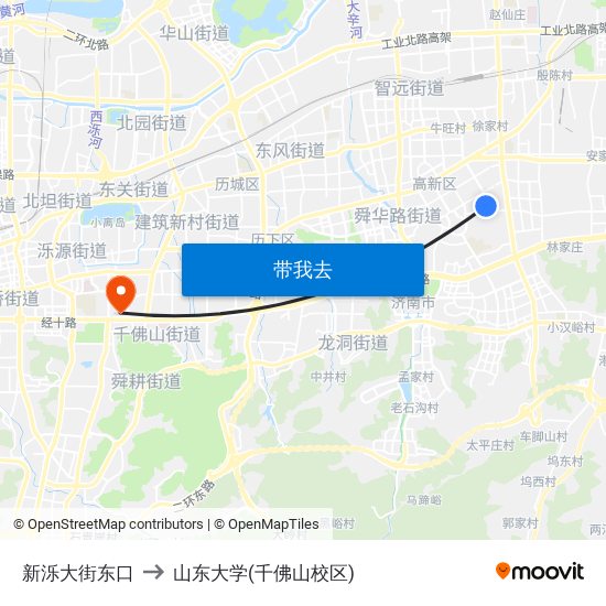 新泺大街东口 to 山东大学(千佛山校区) map