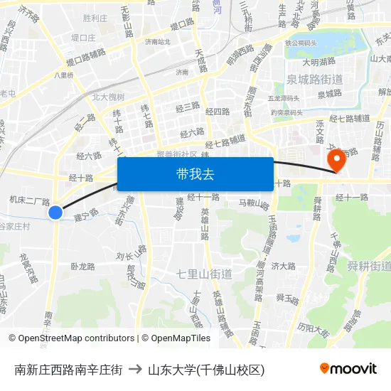 南新庄西路南辛庄街 to 山东大学(千佛山校区) map