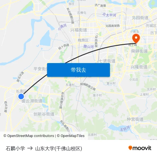 石麟小学 to 山东大学(千佛山校区) map