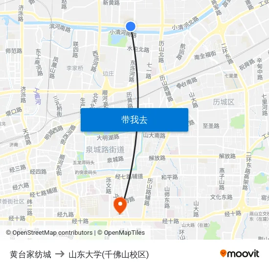 黄台家纺城 to 山东大学(千佛山校区) map