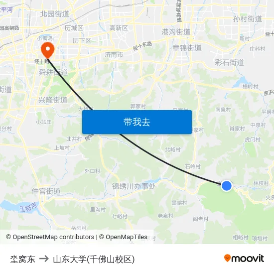 坔窝东 to 山东大学(千佛山校区) map