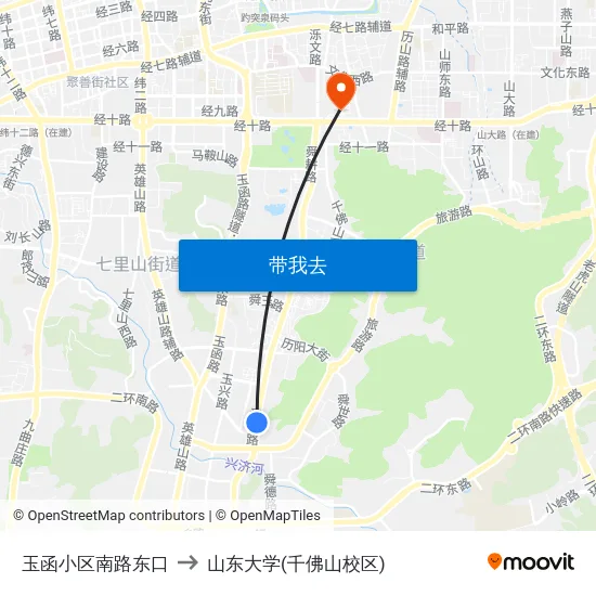 玉函小区南路东口 to 山东大学(千佛山校区) map