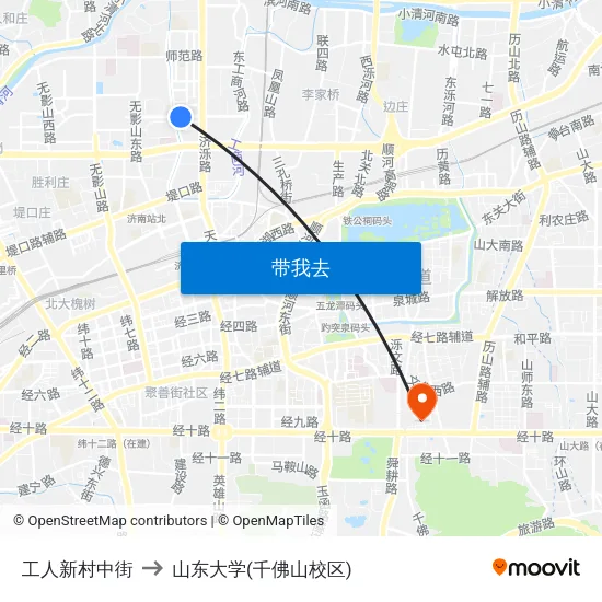 工人新村中街 to 山东大学(千佛山校区) map