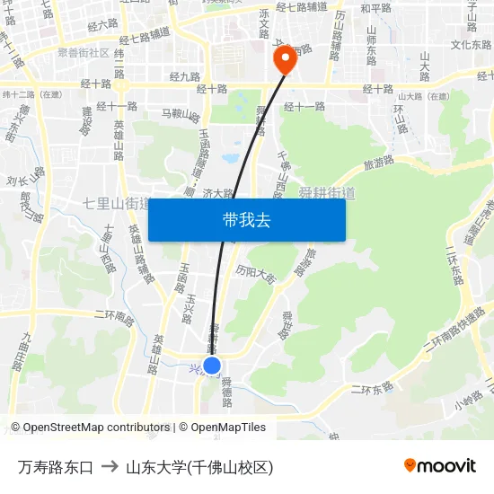 万寿路东口 to 山东大学(千佛山校区) map
