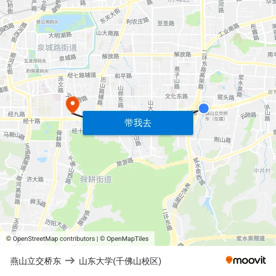燕山立交桥东 to 山东大学(千佛山校区) map