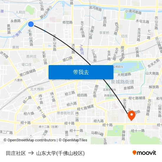 田庄社区 to 山东大学(千佛山校区) map