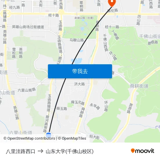 八里洼路西口 to 山东大学(千佛山校区) map