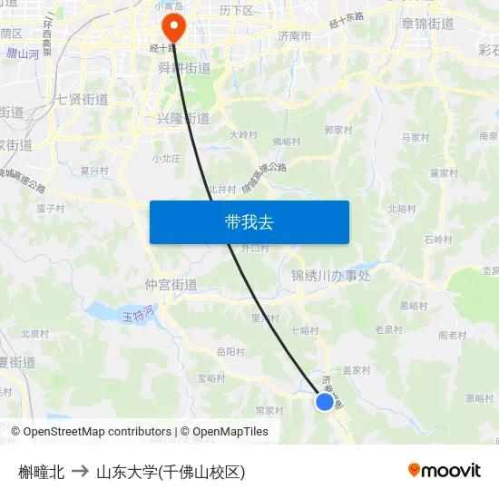 槲疃北 to 山东大学(千佛山校区) map