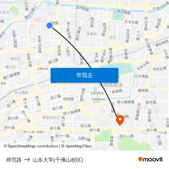师范路 to 山东大学(千佛山校区) map