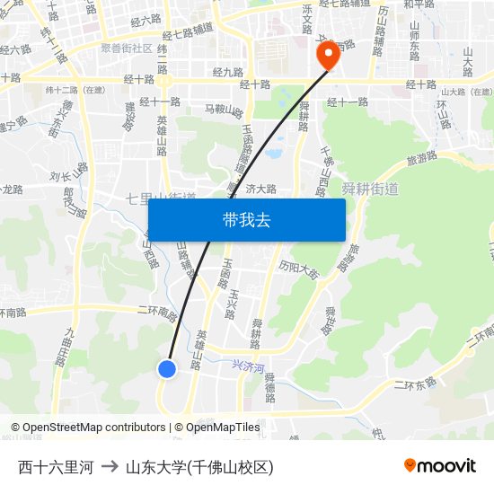西十六里河 to 山东大学(千佛山校区) map