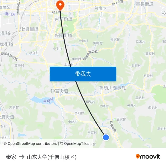 秦家 to 山东大学(千佛山校区) map