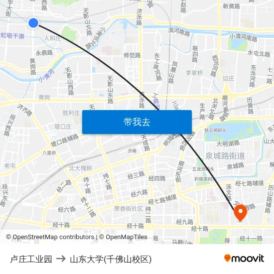 卢庄工业园 to 山东大学(千佛山校区) map