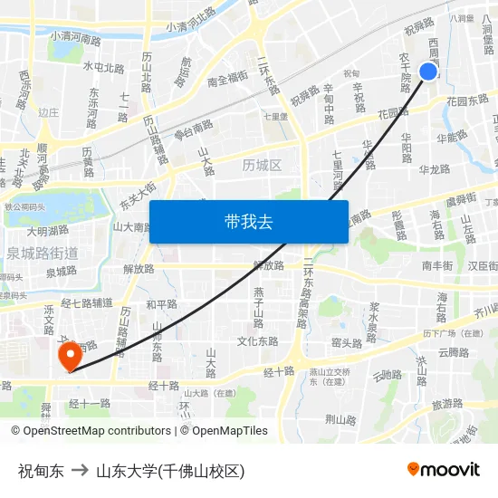 祝甸东 to 山东大学(千佛山校区) map