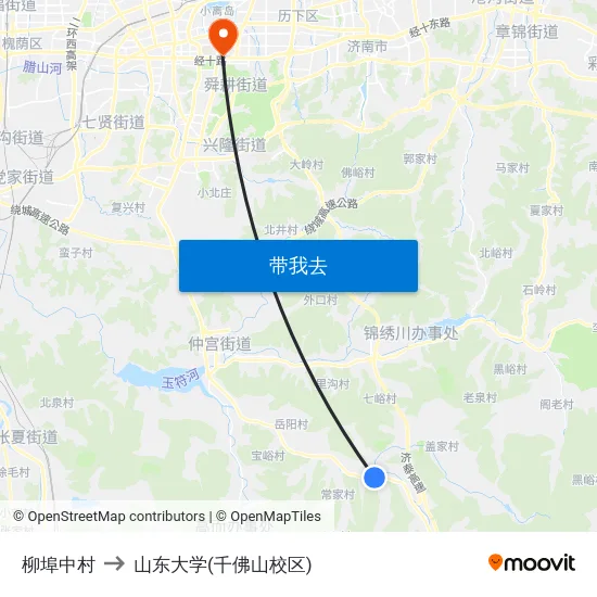 柳埠中村 to 山东大学(千佛山校区) map