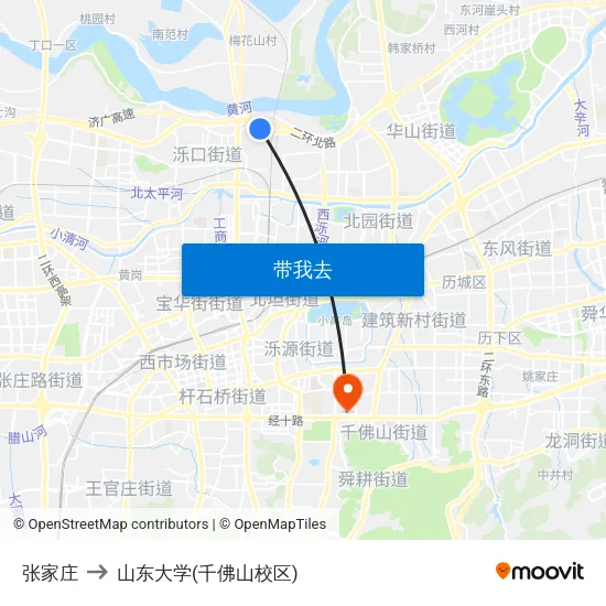 张家庄 to 山东大学(千佛山校区) map