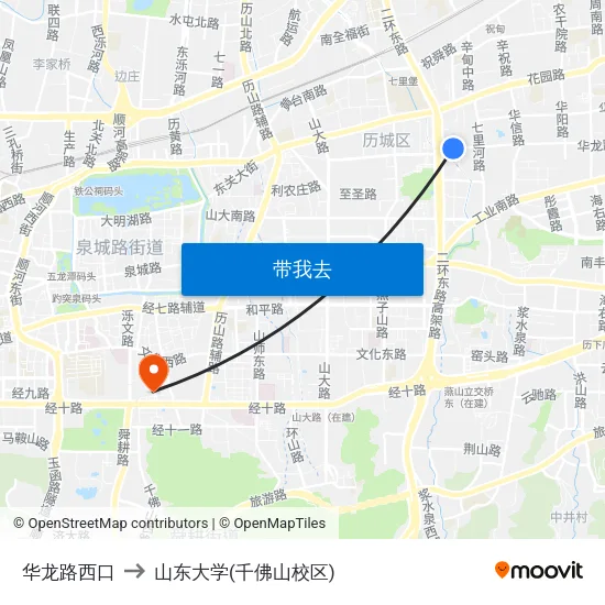 华龙路西口 to 山东大学(千佛山校区) map