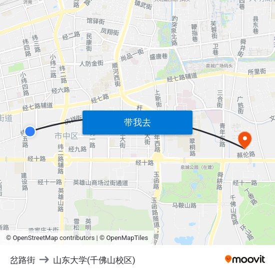 岔路街 to 山东大学(千佛山校区) map