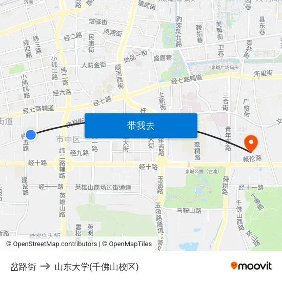 岔路街 to 山东大学(千佛山校区) map