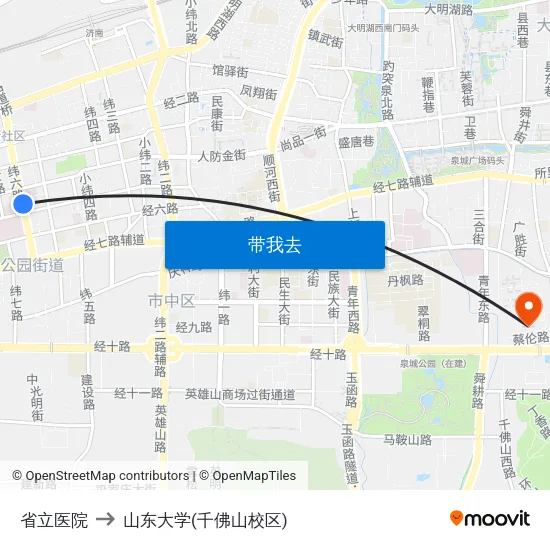 省立医院 to 山东大学(千佛山校区) map