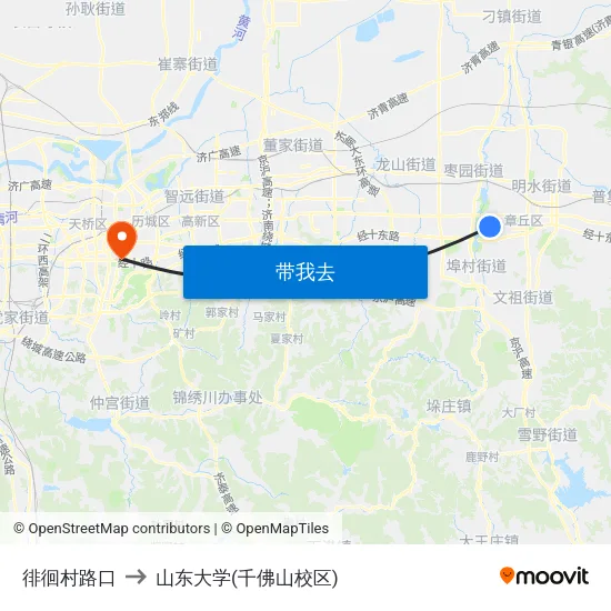 徘徊村路口 to 山东大学(千佛山校区) map