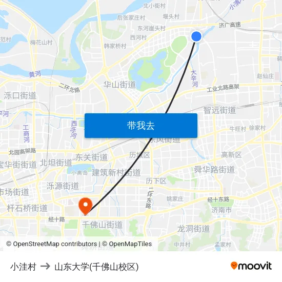 小洼村 to 山东大学(千佛山校区) map